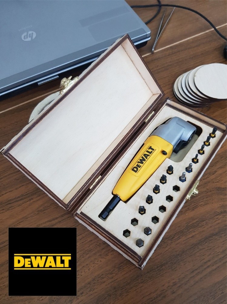 Wooden Box For DEWALT Right Angle Attachment CDR File CDR File