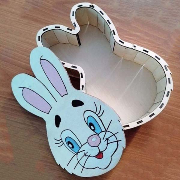 Wooden Bunny Gift Box Laser Cut CDR and DXF Free Vector