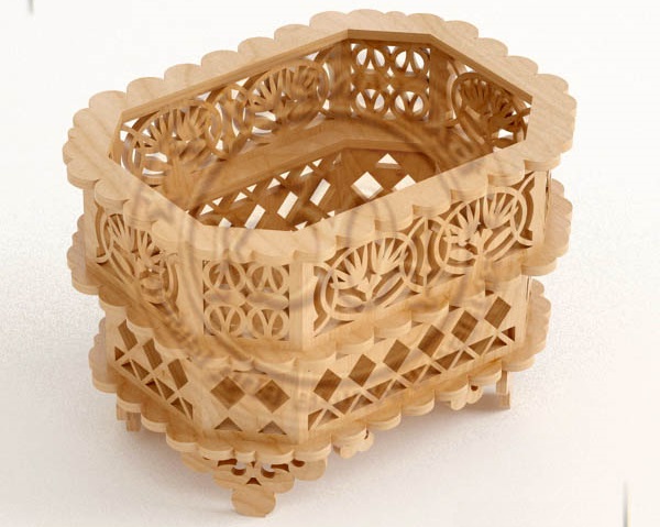 Wooden Decorative Basket Template Laser Cut DXF File