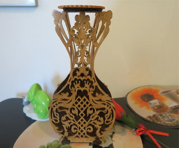 Wooden Decorative Flower Vase Layout DXF Files for Laser Cutting