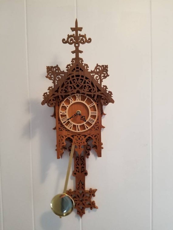 Wooden Decorative Pendulum Wall Clock Template Laser Cut Free CDR Vectors File