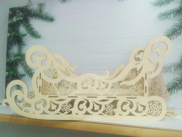Wooden Decorative Sleigh CNC Laser Cutting Template Vector CDR File