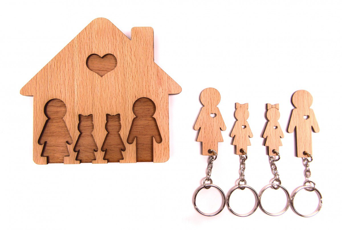 Wooden Family Key Chain CDR File