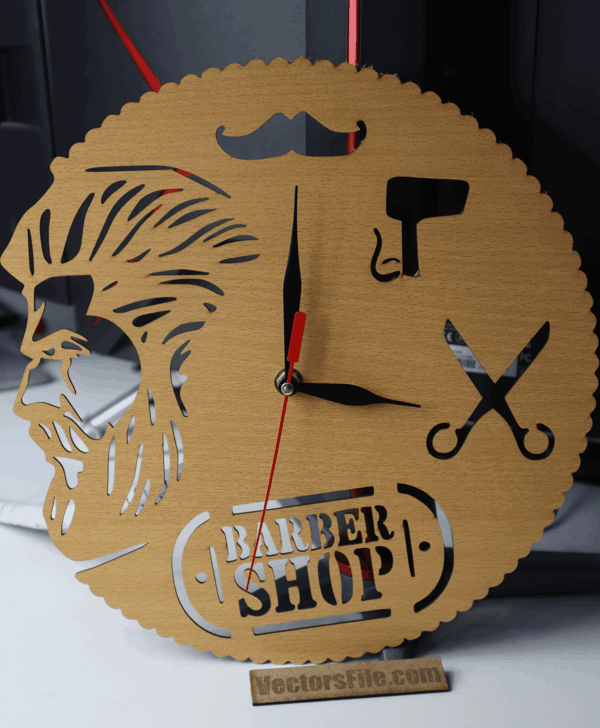 Wooden Hairdressers Wall Clock Barber Shop Clock Free Laser Cut File