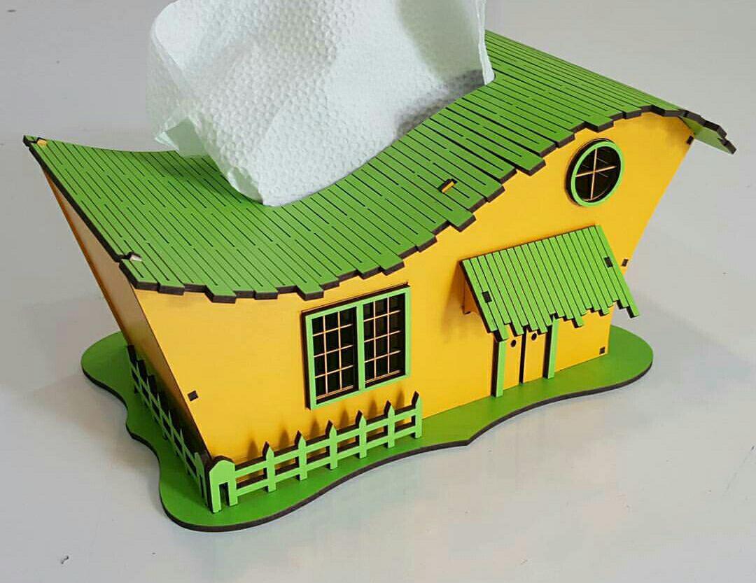 Wooden House Tissue Box CDR File