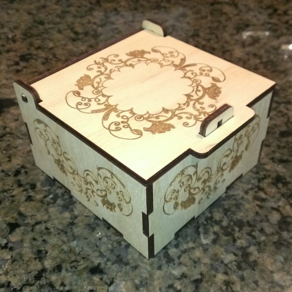 Wooden Jewelry Box with Laser Engraving Design CDR File | Vectors File