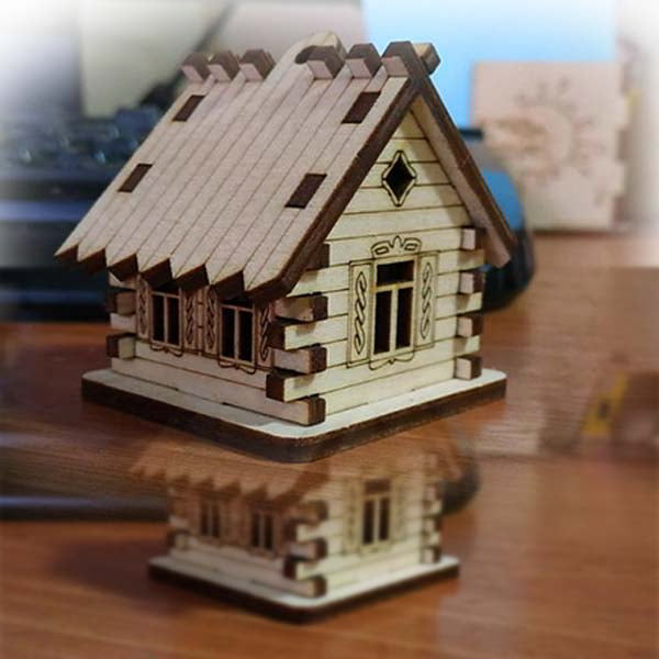 Wooden Mini House Model Decoration Template Laser Cut Vector