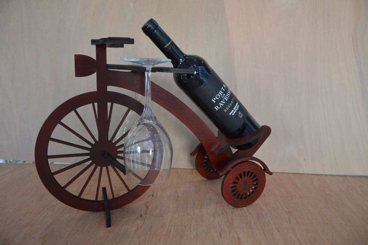 Wooden Minibar Bike for Minibar Bottle and Glass Stand Laser Cut Vector