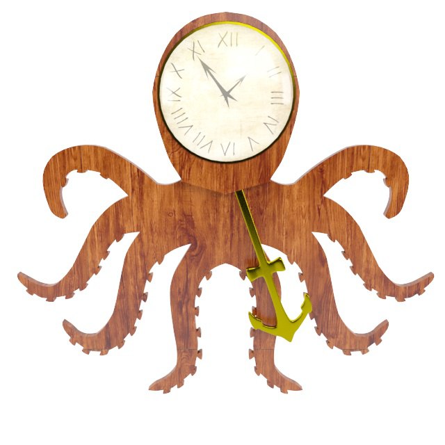 Wooden Octopus Clock Frame CDR File