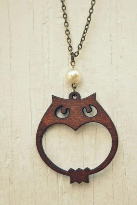 Wooden Owl Pendant CDR necklace free vector download CDR File