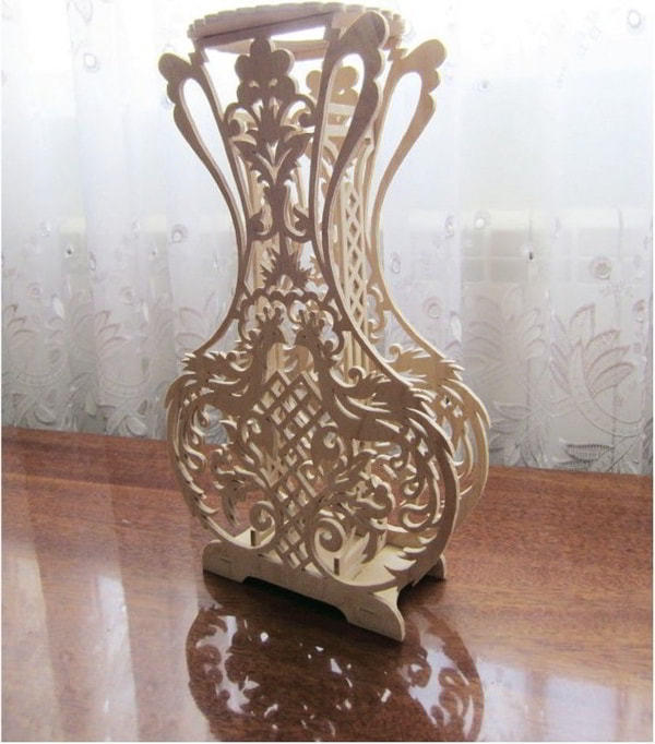 Wooden Puzzle Decorative Flower Vase Layout PDF File for Laser Cutting