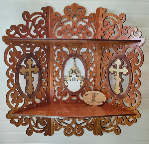Wooden Shelf For Icons Christian Home Altar Carved Shelf Laser Cut CDR File