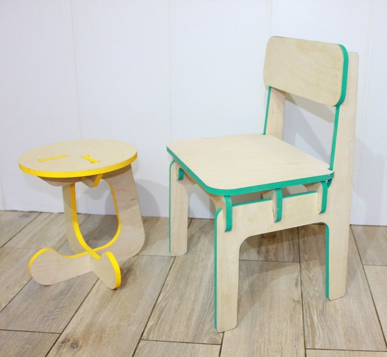 Wooden Table and Chair for Kids DXF File