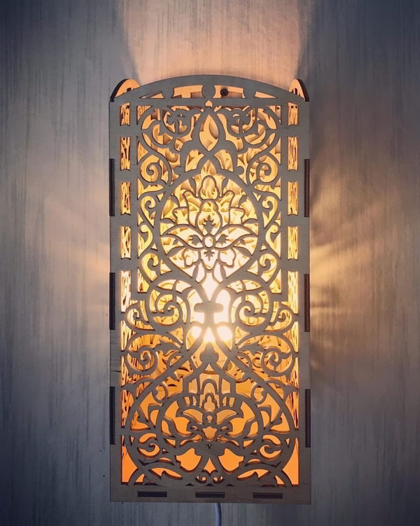 Wooden Wall Lamp Laser Cut Free CDR Vectors File