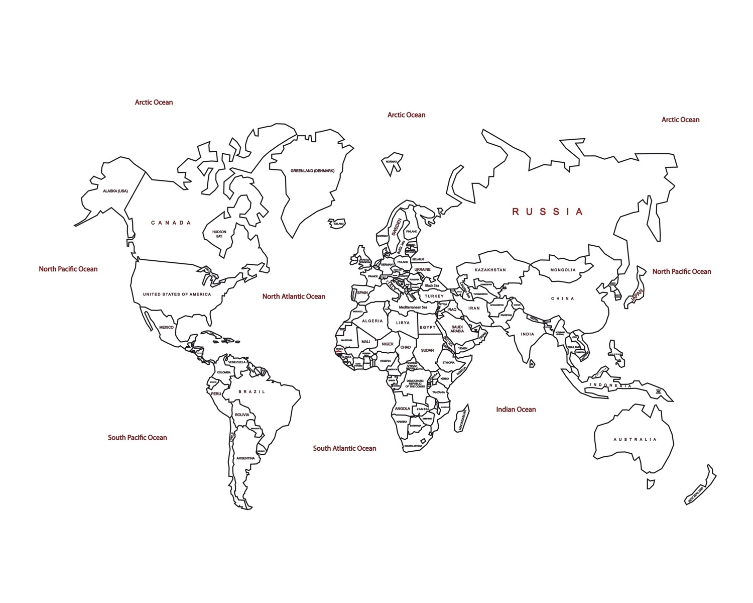 World Map With Country Names CDR File