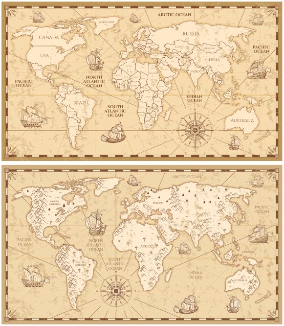World Map Wooden Panel Design CDR File