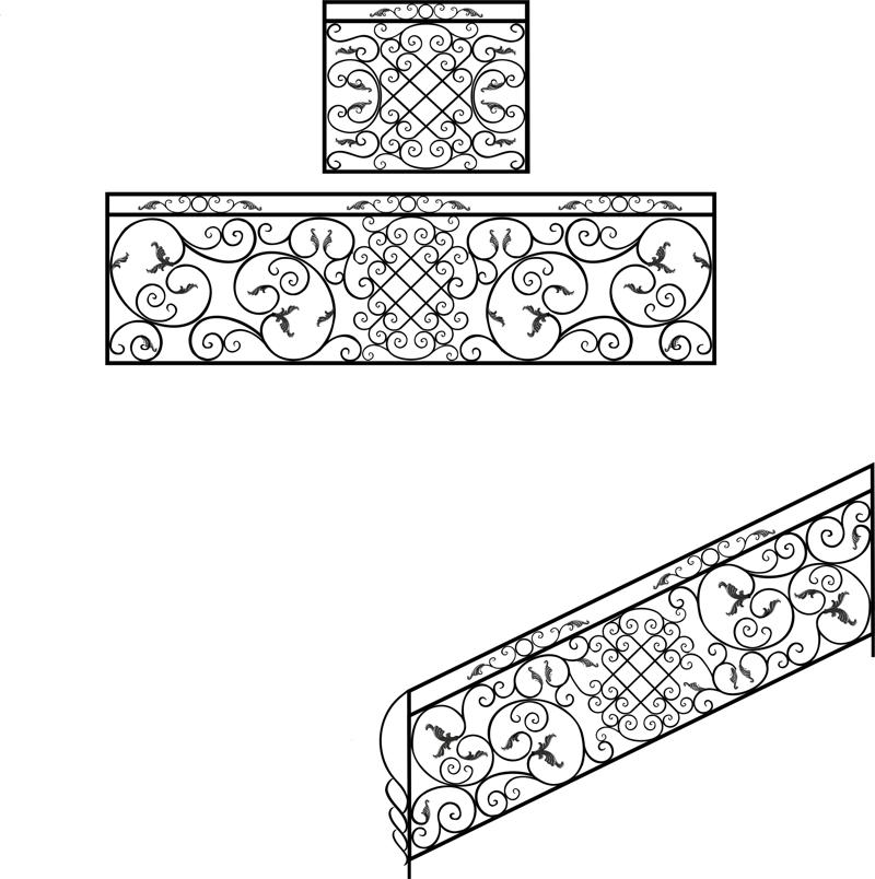 Wrought Iron Stair Railing Design Laser Cut CDR File