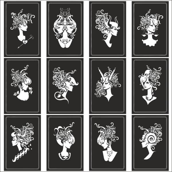 Zodiac Signs In The Form Of Female Busts CDR File