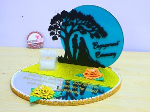 Laser Cut Wedding Engagement Ring Box and Couple Backdrop Display