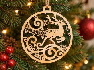 Laser Cut Reindeer Snowflake Christmas Tree Ornament Hanging Decor