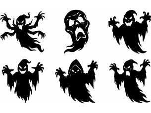 Halloween Ghost Silhouette Vector Bundle 6 Spooky Ghost Designs