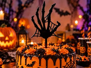 Laser Cut Acrylic Skeleton Hand Halloween Cake Topper Design
