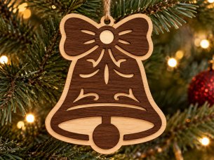 Laser Cut Layered Wooden Christmas Bell Ornament