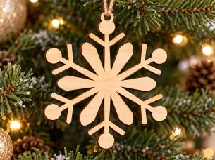 Laser Cut Plywood Snowflake Christmas Tree Ornament