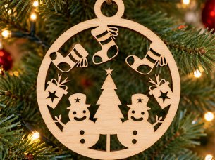 Laser Cut Plywood Christmas Snowman Tree Ornament