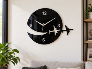 Laser Cut Airplane Flying Wall Clock Design