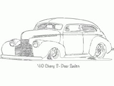 1940 Chevy 2 Door Sedan Car Sticker DXF File