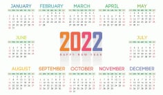 2022 Calendar Template Elegant Bright white Plain Decor Vector File