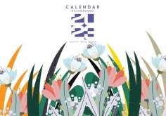 2023 Calendar Background Template Classical Floral Leaves Scene Sketch Free Vector