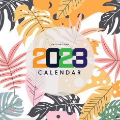 2023 Calendar Background Template Elegant Handdrawn Classical Leaves Decor Free Vector