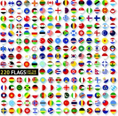220 Flags of the World Round Flags Design Free Vector File