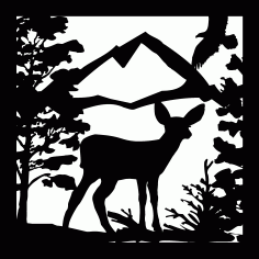 24 X 24 Deer Fawn Eagle Mountains Plasma Art DXF File DXF Vectors File
