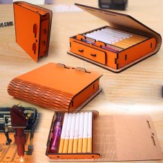 Laser Cut Wooden Cigarette Case MDF Cigarettes Gift Box Vector File