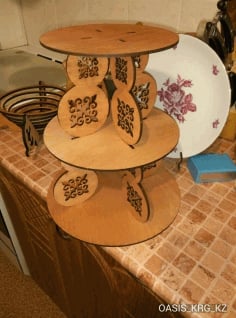 3 Tiers Cake Stand Template Laser Cut CDR File