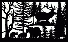 30 X 48 Three Bears Elk Plasma Art DXF File