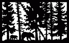 30 X 48 Two Bears Leaning Tree B Plasma Art CNC Laser Cut Free DXF File