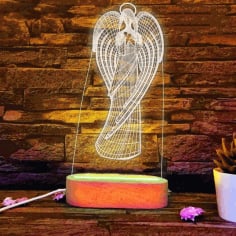 3D Angel Illusion Acrylic Lamp LED DXF File