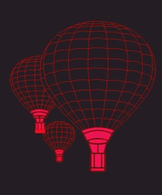 3D illusion Led Lamp Air Balloon CDR and DXF File