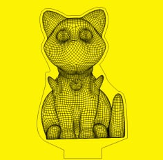 3D Illusion Led Lamp Cat Laser Engraving Design CDR File