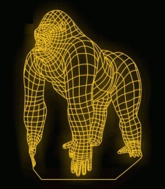 3D Illusion Led Lamp King Kong, LED Lamp, Laser Engraved 3D Lamp CDR File