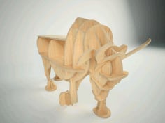 3D Wooden Bull Puzzle Laser Cut Free CDR File