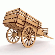 3D Wooden Laser Cu Horse Cart for Carriage CDR and DXF Vector File