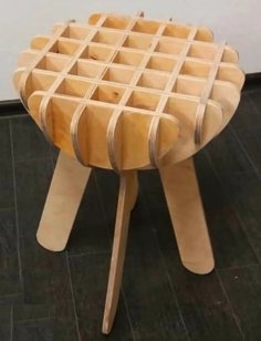 3D Wooden Puzzle Bar Stool Design CNC Furniture Template CDR File for Laser Cut