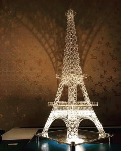 3D Wooden Puzzle Eiffel Tower Model CDR File for Laser Cutting
