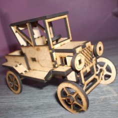 3D Wooden Puzzle Ford Model Toy Car Laser Cut CDR and DXF File