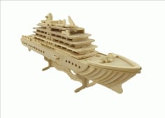 3D Wooden Puzzle Laser Cutting Wooden Ship Toy Free PDF File
